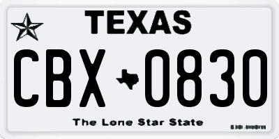 TX license plate CBX0830