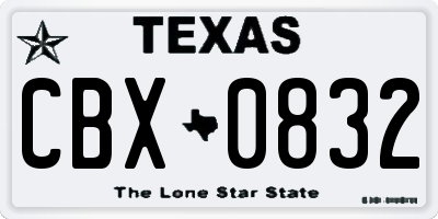 TX license plate CBX0832