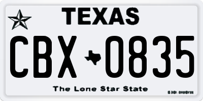 TX license plate CBX0835