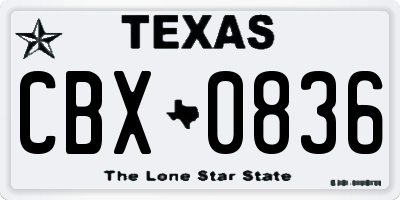 TX license plate CBX0836