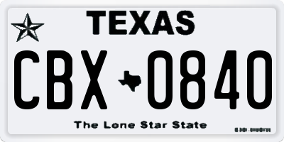 TX license plate CBX0840