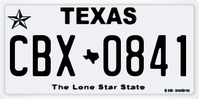 TX license plate CBX0841