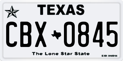 TX license plate CBX0845