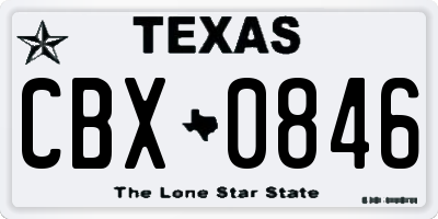 TX license plate CBX0846