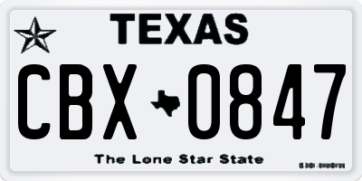 TX license plate CBX0847