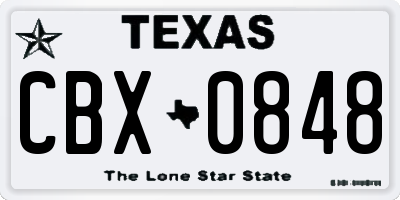 TX license plate CBX0848