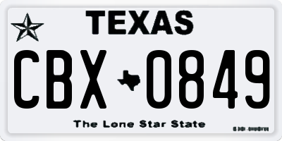TX license plate CBX0849