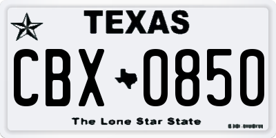 TX license plate CBX0850