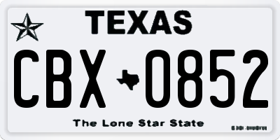 TX license plate CBX0852
