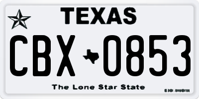 TX license plate CBX0853