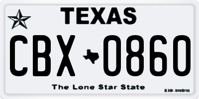 TX license plate CBX0860