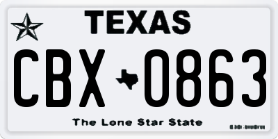 TX license plate CBX0863