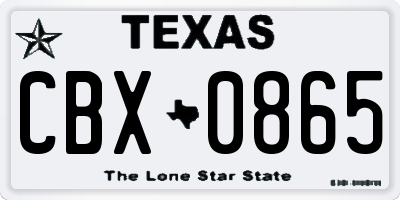 TX license plate CBX0865