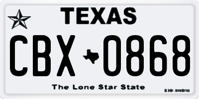 TX license plate CBX0868