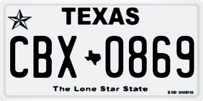 TX license plate CBX0869