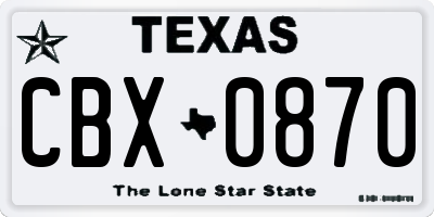 TX license plate CBX0870