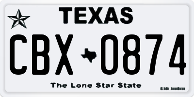 TX license plate CBX0874