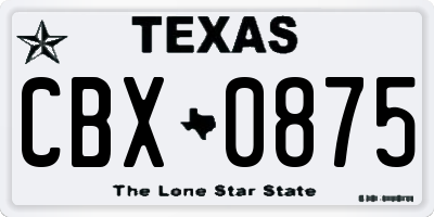 TX license plate CBX0875