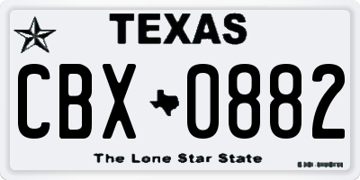 TX license plate CBX0882