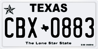 TX license plate CBX0883