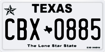 TX license plate CBX0885