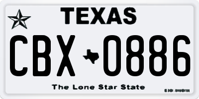 TX license plate CBX0886