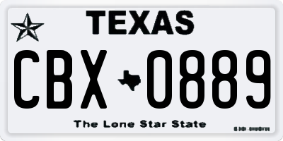 TX license plate CBX0889