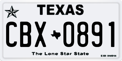 TX license plate CBX0891