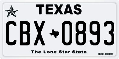 TX license plate CBX0893