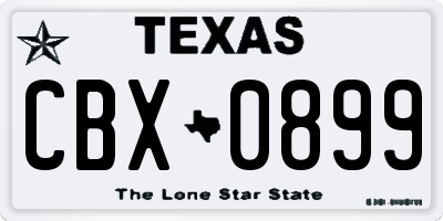 TX license plate CBX0899