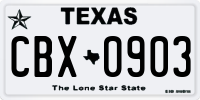 TX license plate CBX0903
