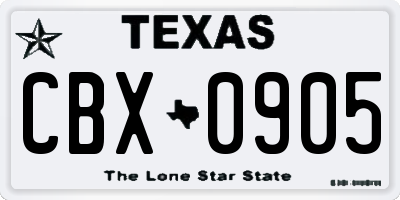 TX license plate CBX0905