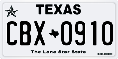 TX license plate CBX0910