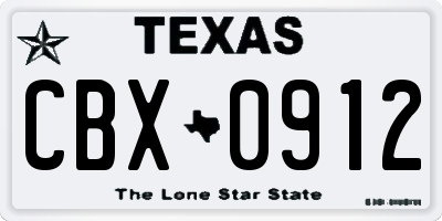 TX license plate CBX0912