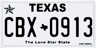 TX license plate CBX0913
