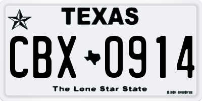 TX license plate CBX0914