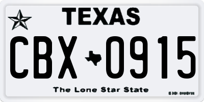 TX license plate CBX0915