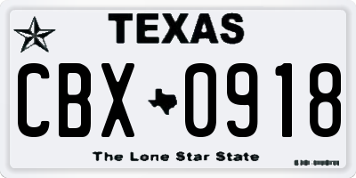 TX license plate CBX0918