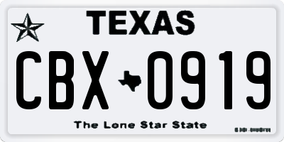 TX license plate CBX0919