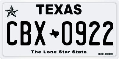 TX license plate CBX0922