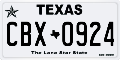 TX license plate CBX0924