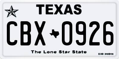 TX license plate CBX0926