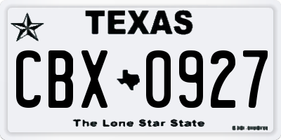 TX license plate CBX0927