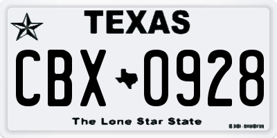 TX license plate CBX0928