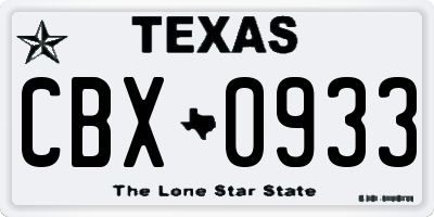 TX license plate CBX0933