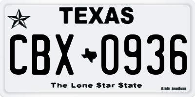 TX license plate CBX0936