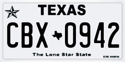 TX license plate CBX0942