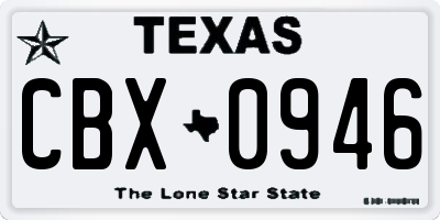 TX license plate CBX0946