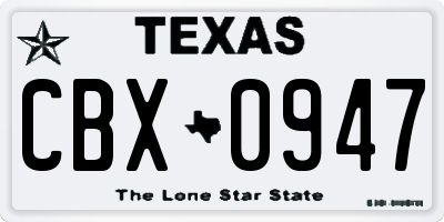 TX license plate CBX0947