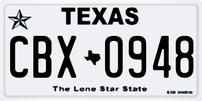 TX license plate CBX0948